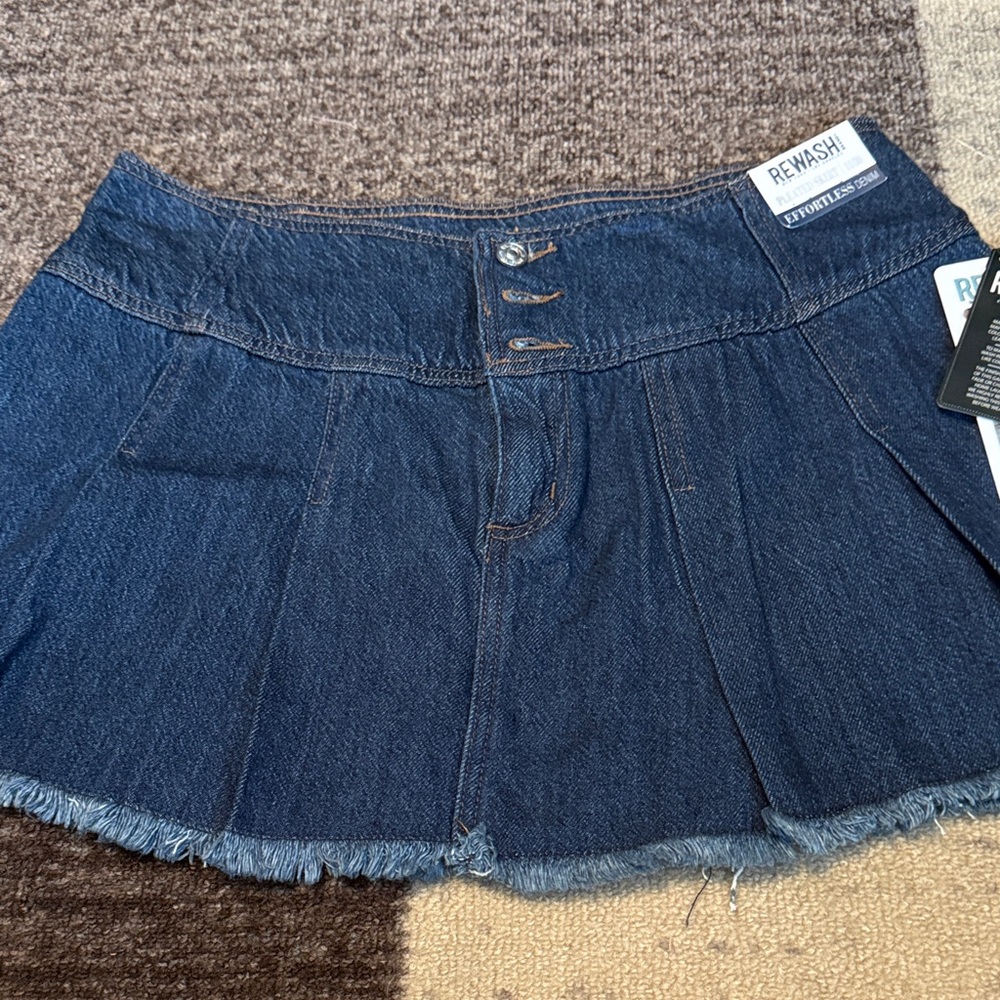 REWASH Effortless Collection Pleated Denim Mini Skirt 11/30